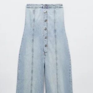 Zara strapless denim jumpsuit